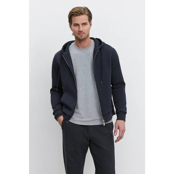 Velvet by Graham & Spencer Laird LS Zip Hoodie Sweatshirt in Navy XX - Picture 2 of 4